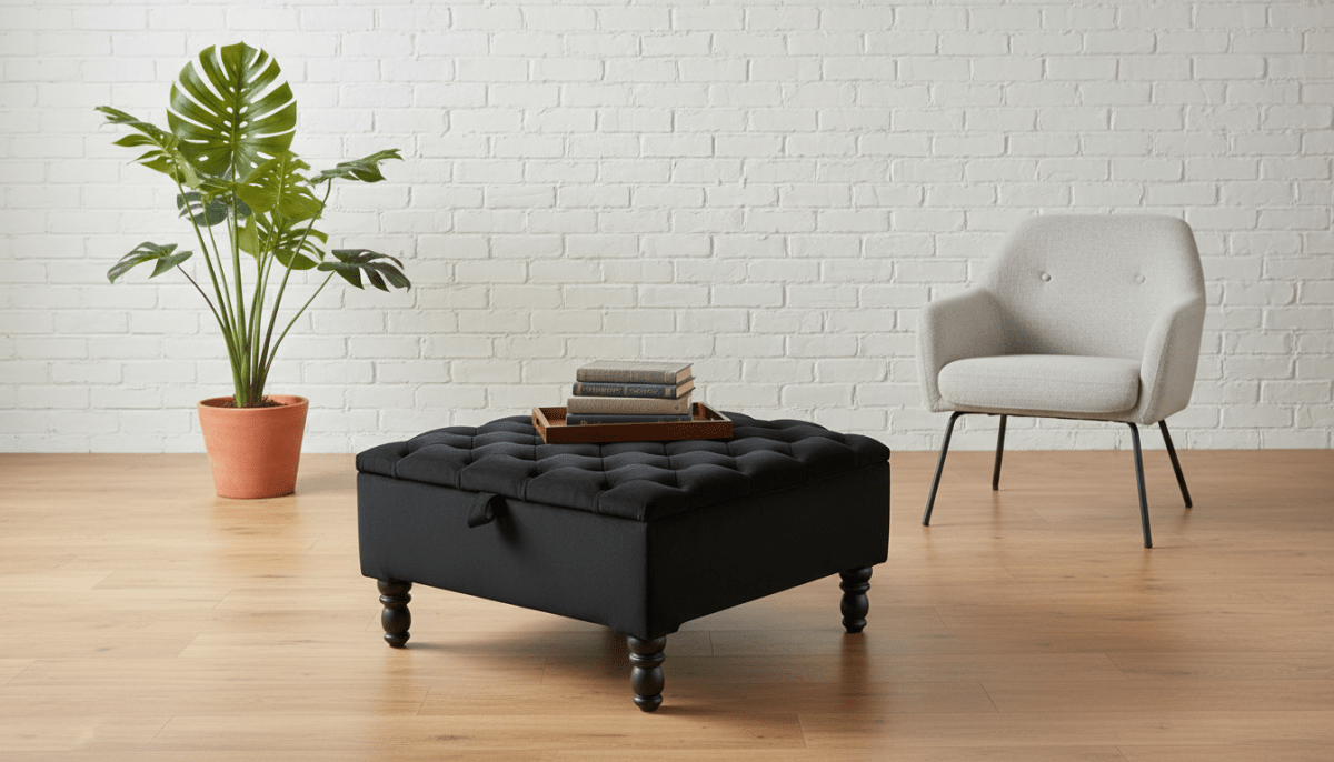 Luxury Royal Blue Square Ottoman Storage Bench – Multifunctional Coffee Table & Hidden Storage (Copy) - ISTOOLS