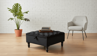 Luxury Royal Blue Square Ottoman Storage Bench – Multifunctional Coffee Table & Hidden Storage (Copy) - ISTOOLS