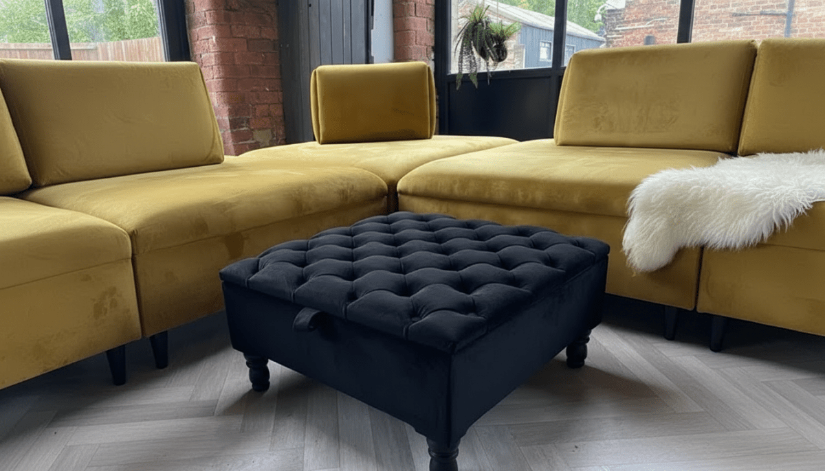 Luxury Royal Blue Square Ottoman Storage Bench – Multifunctional Coffee Table & Hidden Storage (Copy) - ISTOOLS