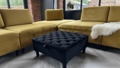 Luxury Royal Blue Square Ottoman Storage Bench – Multifunctional Coffee Table & Hidden Storage (Copy) - ISTOOLS