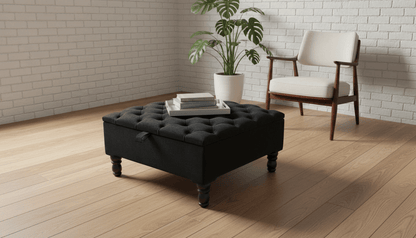 Luxury Royal Blue Square Ottoman Storage Bench – Multifunctional Coffee Table & Hidden Storage (Copy) - ISTOOLS