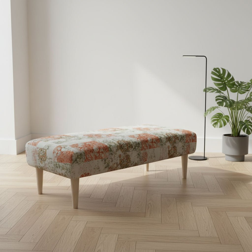 Luxury Smooth Top Lounge Bench Hidden Storage Abstract Art - ISTOOLS