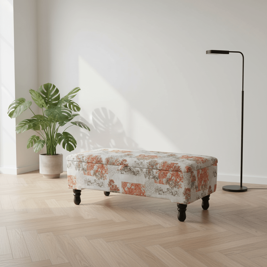 Luxury Smooth Top Lounge Bench Hidden Storage Patterned - ISTOOLS