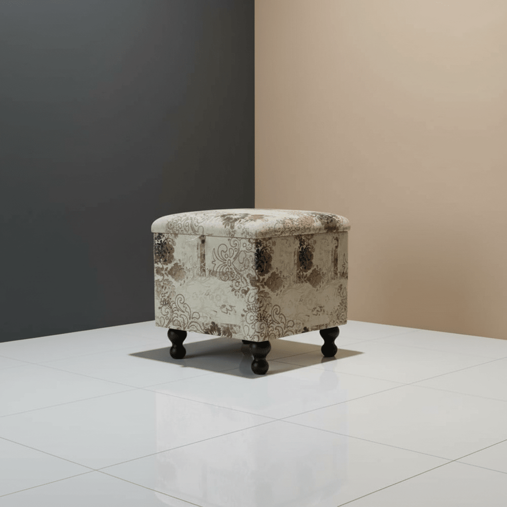 Luxury Square Blanket Box Storage Ottoman Expressive Motif - ISTOOLS