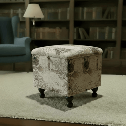 Luxury Square Blanket Box Storage Ottoman Expressive Motif - ISTOOLS