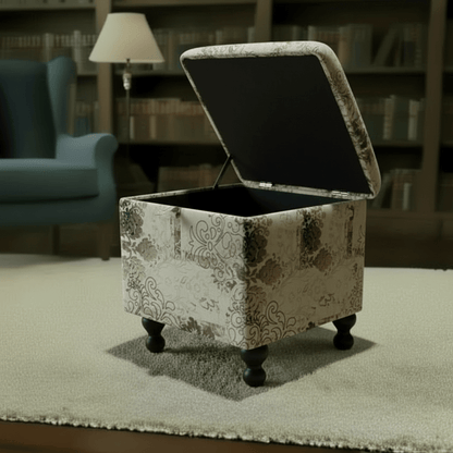 Luxury Square Blanket Box Storage Ottoman Expressive Motif - ISTOOLS