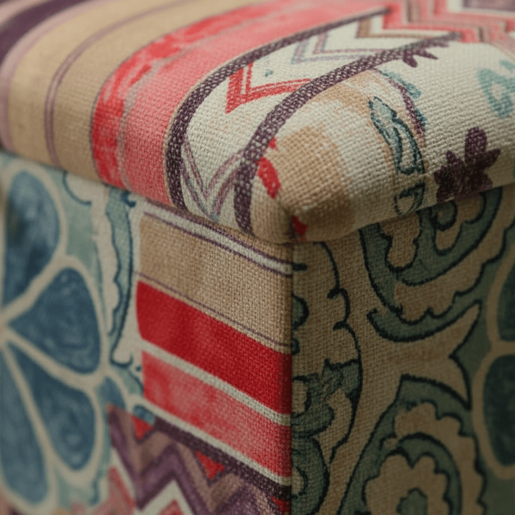 Luxury Square Box Footstool Designer Pattern Craftsmanship - ISTOOLS
