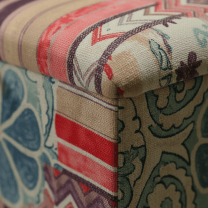 Luxury Square Box Footstool Designer Pattern Craftsmanship - ISTOOLS