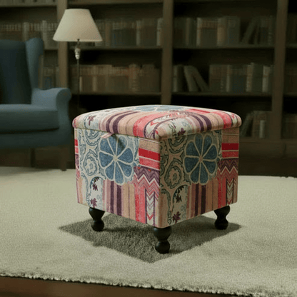 Luxury Square Box Footstool Designer Pattern Craftsmanship - ISTOOLS