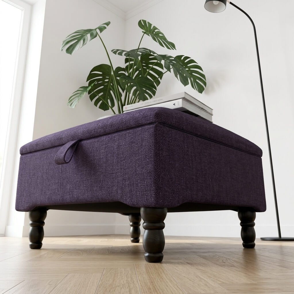 LUXURY SQUARE COFFEE TABLE OTTOMAN WITH STORAGE - ISTOOLS