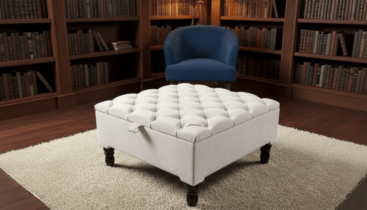 Luxury Square Ottoman Storage Bench – Multifunctional Coffee Table & Hidden Storage - ISTOOLS