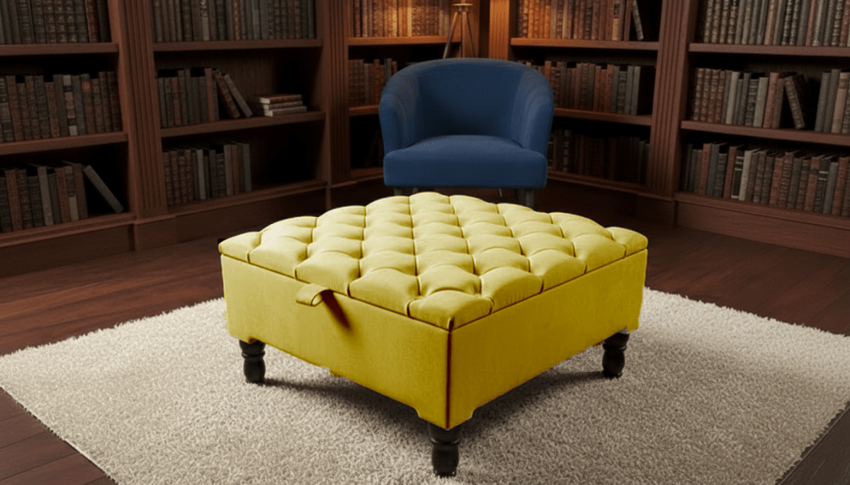 Luxury Square Ottoman Storage Bench – Multifunctional Coffee Table & Hidden Storage - ISTOOLS