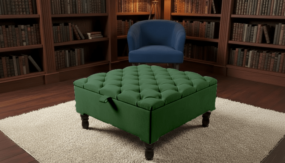 Luxury Square Ottoman Storage Bench – Multifunctional Coffee Table & Hidden Storage - ISTOOLS