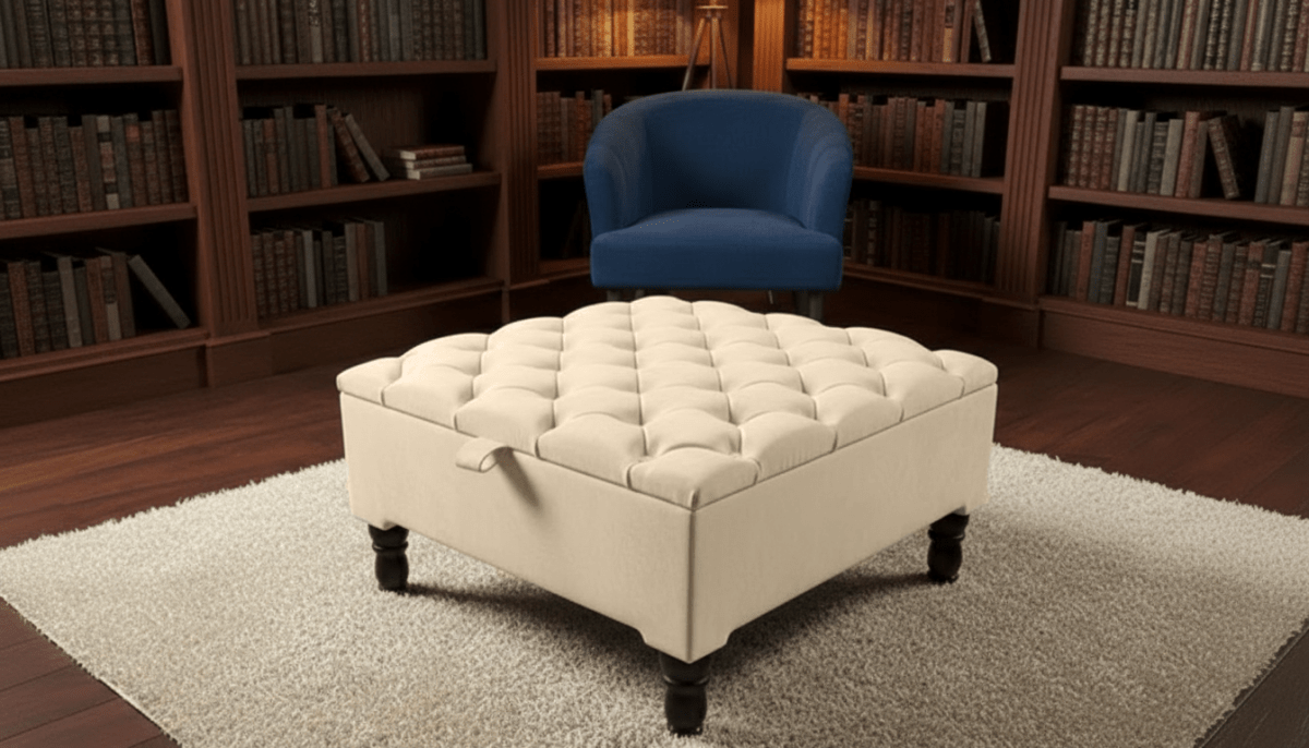 Luxury Square Ottoman Storage Bench – Multifunctional Coffee Table & Hidden Storage - ISTOOLS