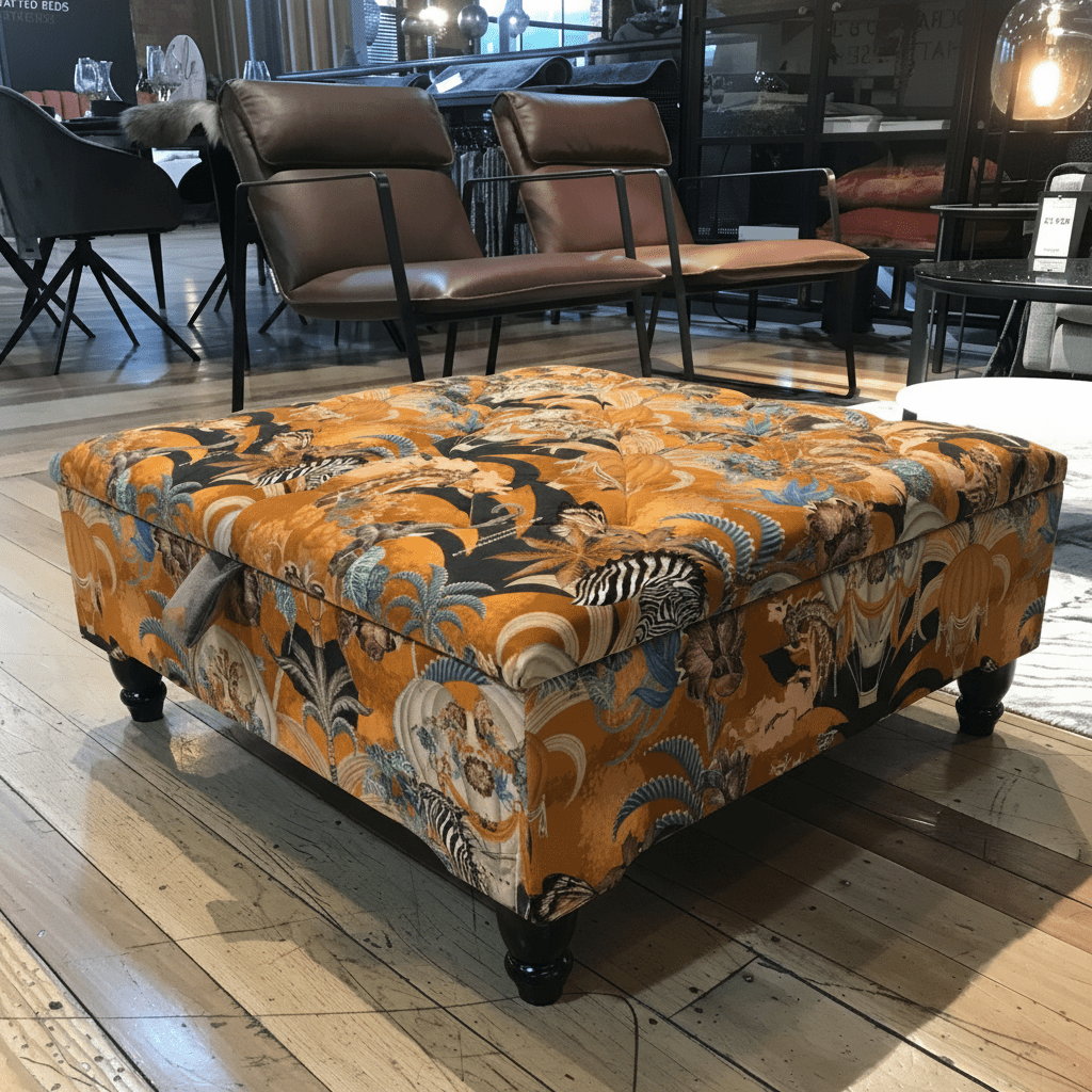 Luxury Square Storage Bench Deep Buttoned Finish bec - ISTOOLS