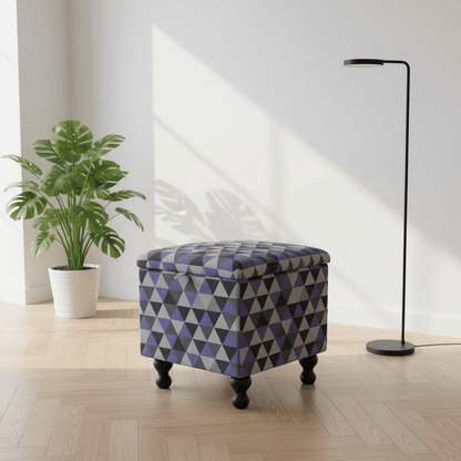 Luxury Square Trunk Hand - Upholstered Abstract Style Storage - ISTOOLS