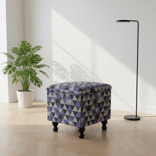 Luxury Square Trunk Hand - Upholstered Abstract Style Storage - ISTOOLS