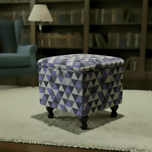 Luxury Square Trunk Hand - Upholstered Abstract Style Storage - ISTOOLS