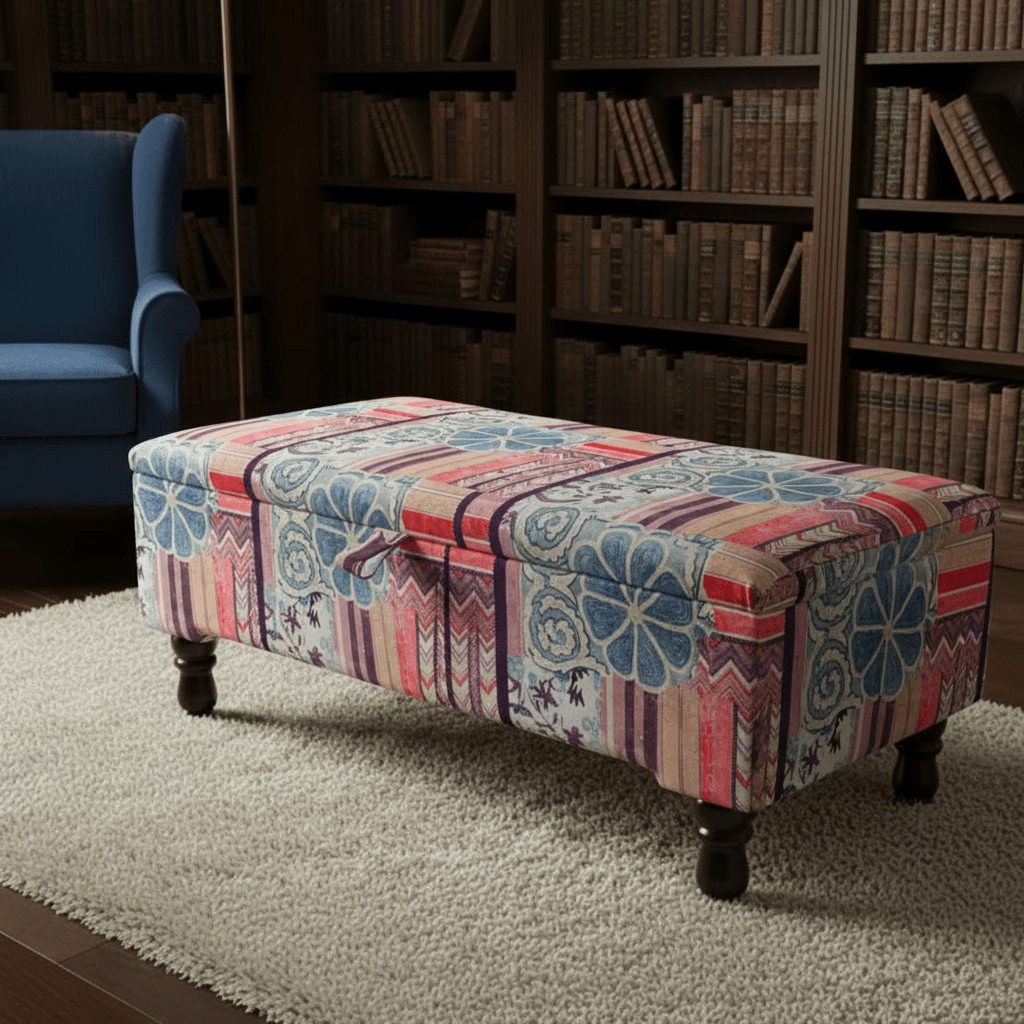 Luxury Storage Box Bench Designer Pattern Craftsmanship - ISTOOLS
