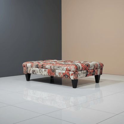 Luxury Upholstered Buttoned Bench Multi - Toned Designer Finish - ISTOOLS
