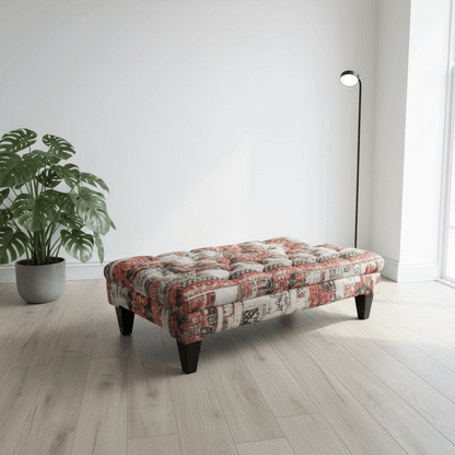 Luxury Upholstered Buttoned Bench Multi - Toned Designer Finish - ISTOOLS