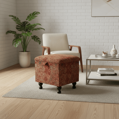Luxury Upholstered Footrest with Deep Compartment - ISTOOLS