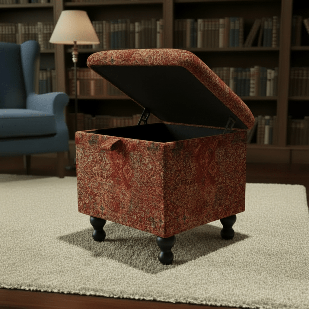 Luxury Upholstered Footrest with Deep Compartment - ISTOOLS