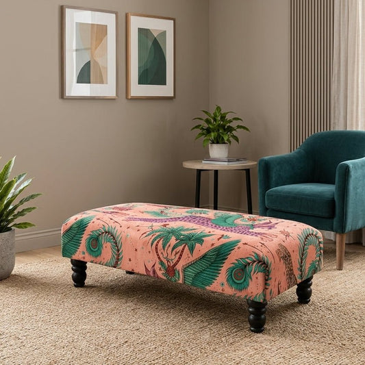 Lynx Printed Fabric Footstool – Stylish Handmade Ottoman & Footrest for Home Décor - ISTOOLS