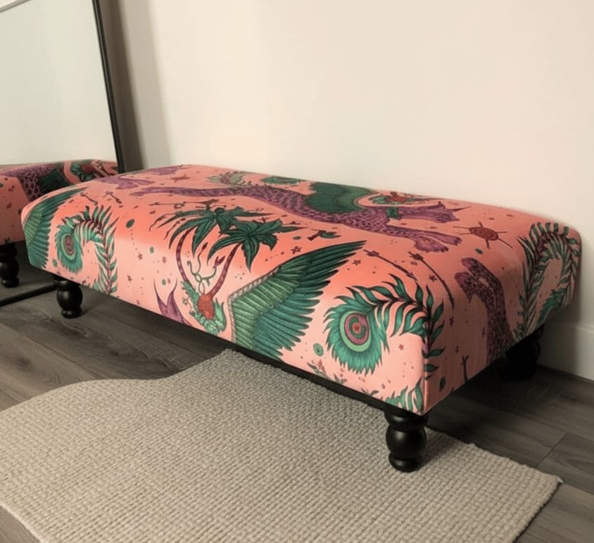 Made to measure available | contact us | Lynx Printed multicolour Fabric Footstool - ISTOOLS
