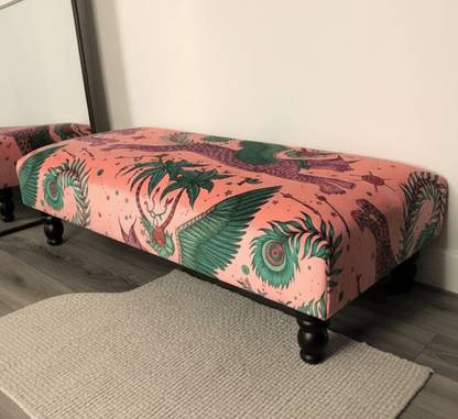 Made to measure available | contact us | Lynx Printed multicolour Fabric Footstool - ISTOOLS