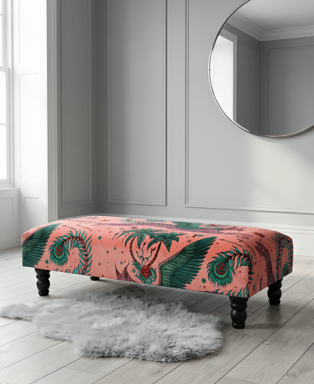 Made to measure available | contact us | Lynx Printed multicolour Fabric Footstool - ISTOOLS