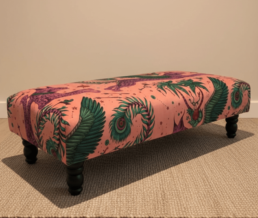 Made to measure available | contact us | Lynx Printed multicolour Fabric Footstool - ISTOOLS