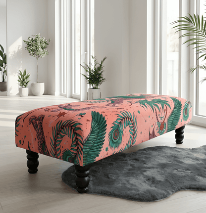 Handmade printed ottoman – decorative footstool for bedroom or lounge - ISTOOLS