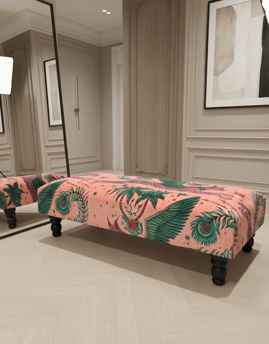 Made to measure available | contact us | Lynx Printed multicolour Fabric Footstool - ISTOOLS