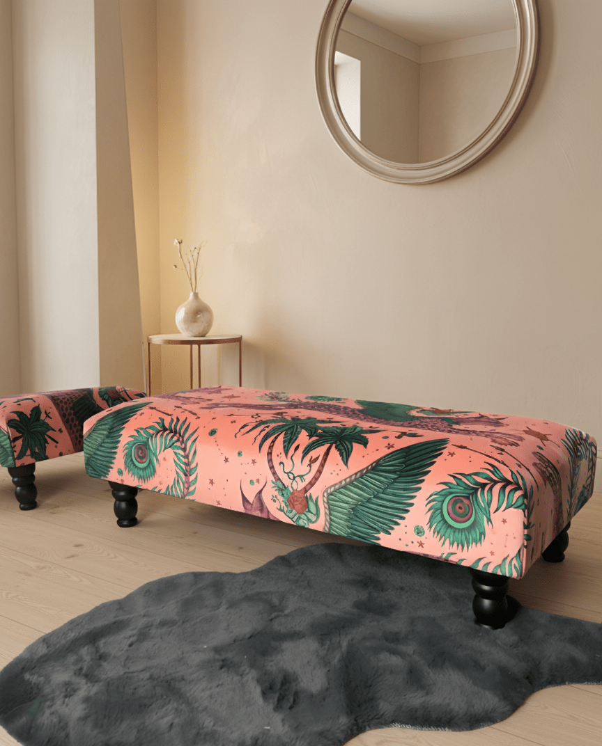 Made to measure available | contact us | Lynx Printed multicolour Fabric Footstool - ISTOOLS
