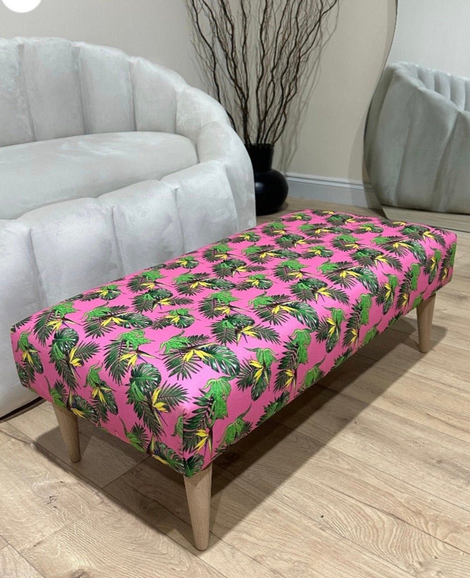 Made to measure pink leaf footstool - ISTOOLS