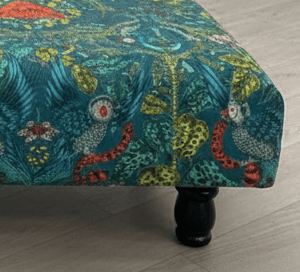 Made to order | Green Printed Fabric Multicolour Footstool Bench - ISTOOLS
