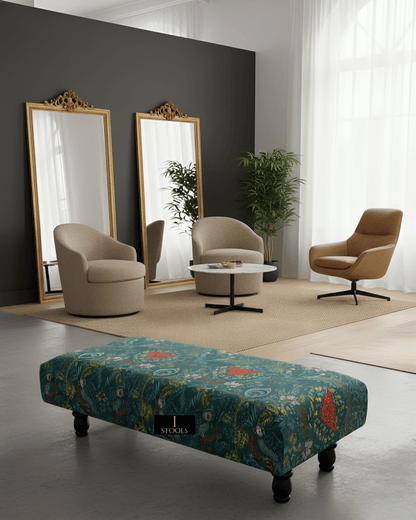 Multicolour Velvet Footstool Bench – Comfortable Extra Seating for Home - ISTOOLS
