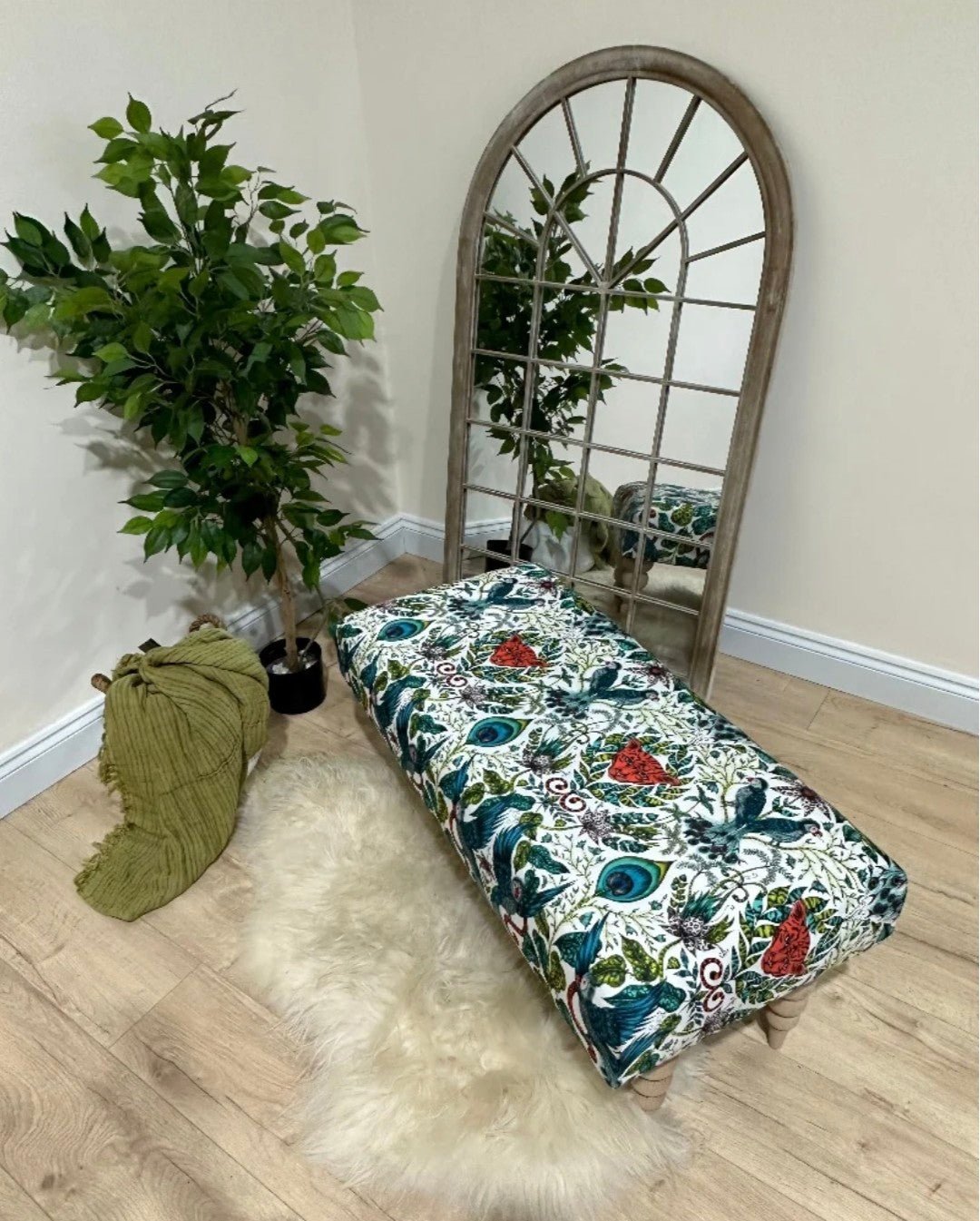 Made to order peacock green non storage footstool plain top - ISTOOLS