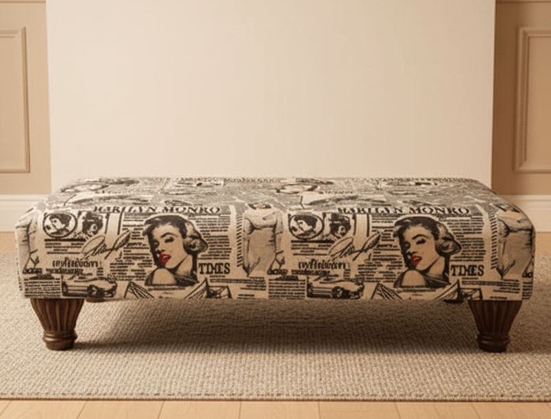 Modern velvet footstool bench with iconic Marilyn Monroe design - ISTOOLS