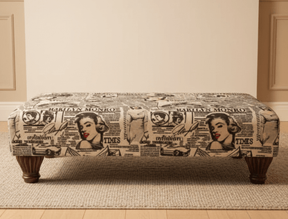 Modern velvet footstool bench with iconic Marilyn Monroe design - ISTOOLS