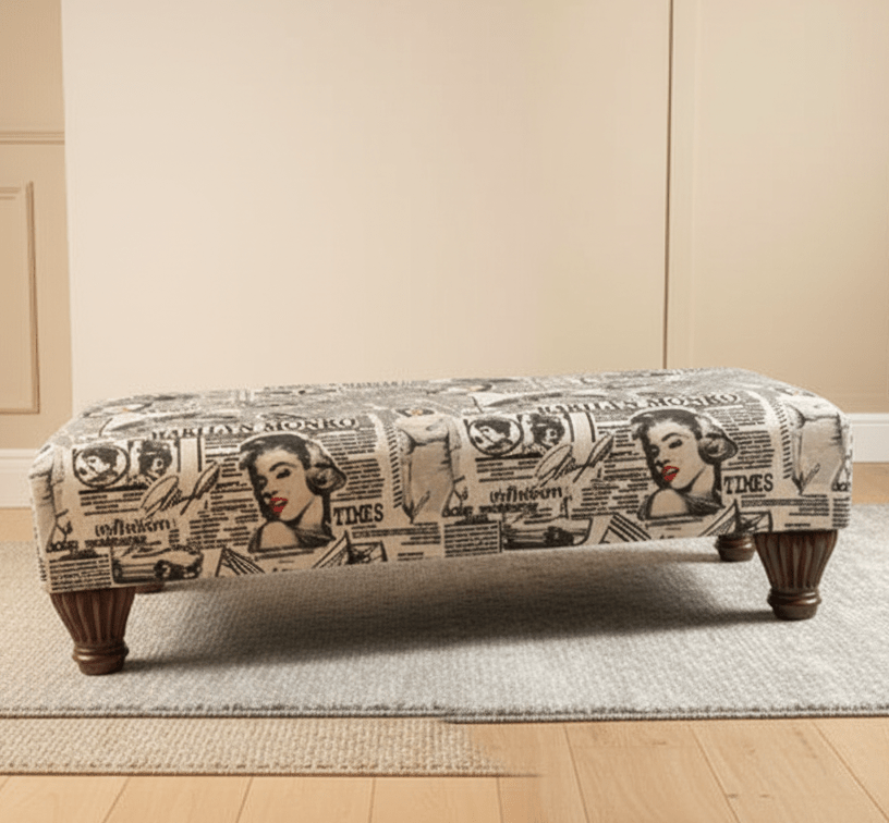 Comfortable memory foam footstool bench with wooden legs - ISTOOLS