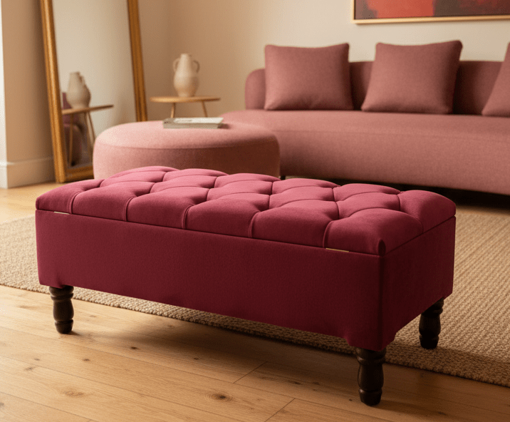 Plush velvet storage ottoman footstool suitable for modern UK homes - ISTOOLS