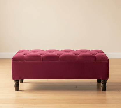 Multi-functional maroon ottoman bench used as seating and storage - ISTOOLS
