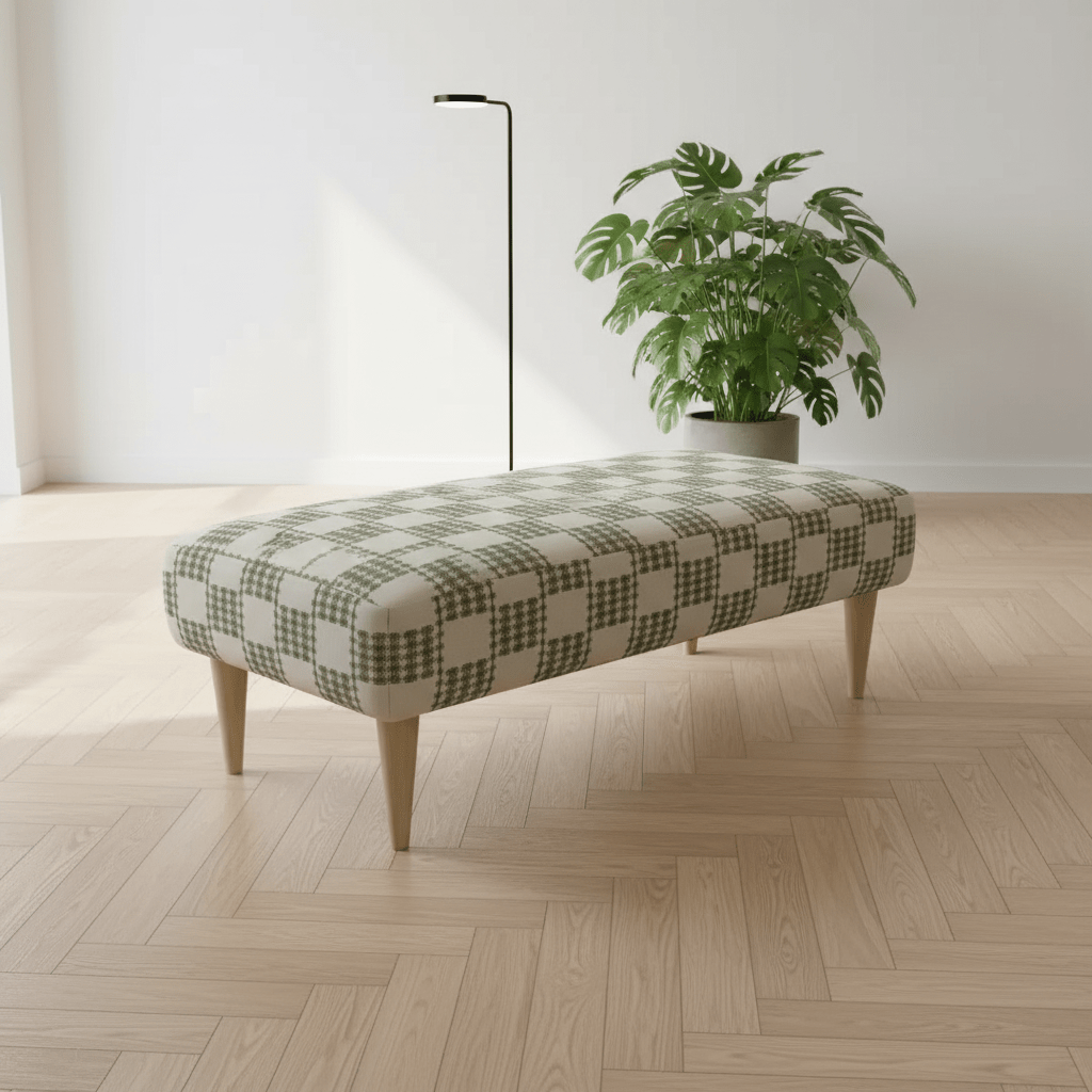 Minimalist Non - Storage Bench – Handcrafted Soft Touch Seating with Artistic Designer Fabric - ISTOOLS