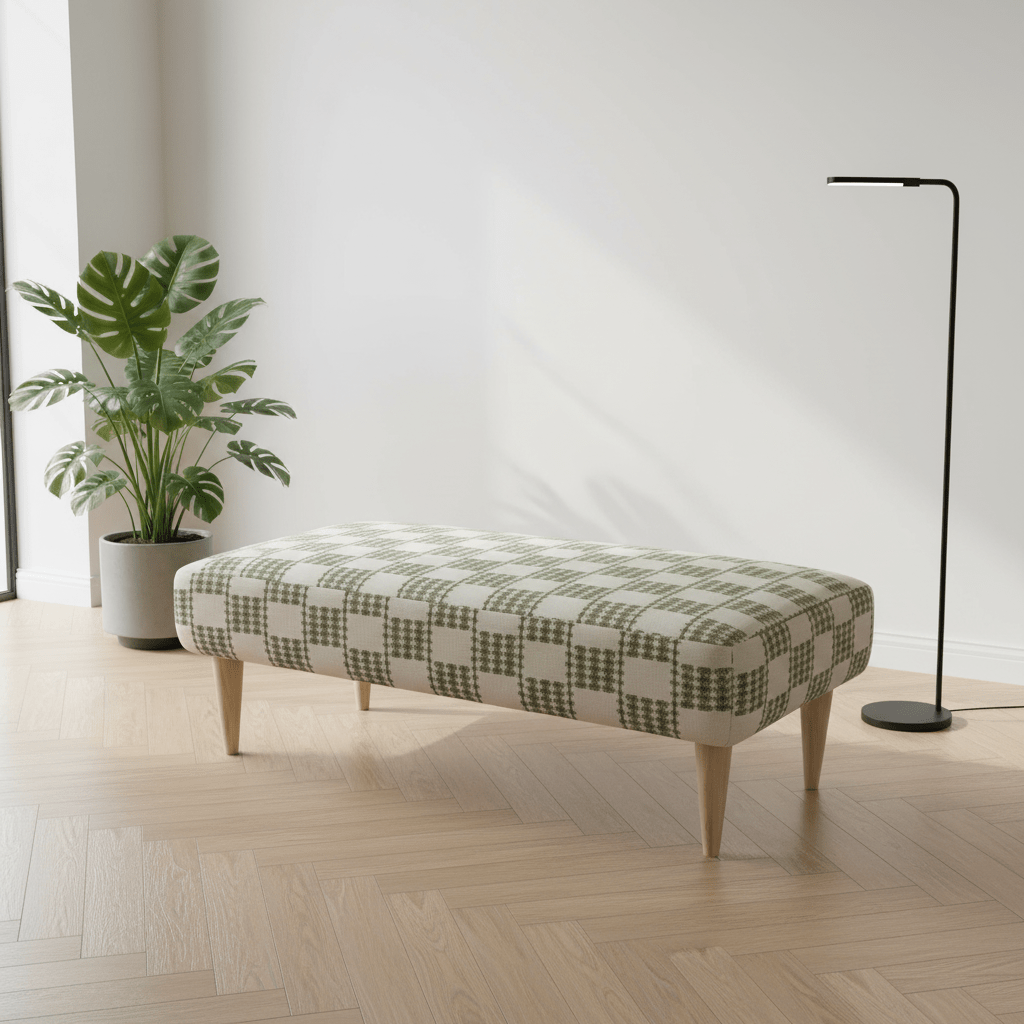 Minimalist Non - Storage Bench – Handcrafted Soft Touch Seating with Artistic Designer Fabric - ISTOOLS