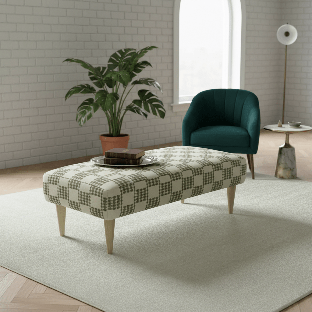 Minimalist Non - Storage Bench – Handcrafted Soft Touch Seating with Artistic Designer Fabric - ISTOOLS