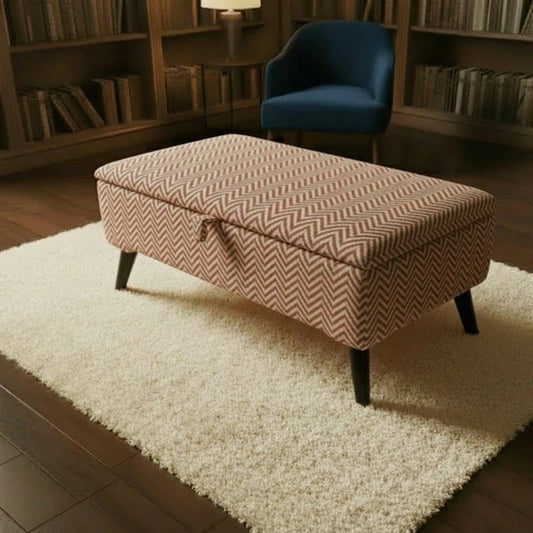 Minimalist Rectangular Pouffe with Wooden Legs – Multi-Purpose Storage & Seating - ISTOOLS
