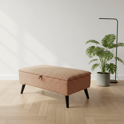 Minimalist Rectangular Pouffe with Wooden Legs – Multi - Purpose Storage & Seating - ISTOOLS