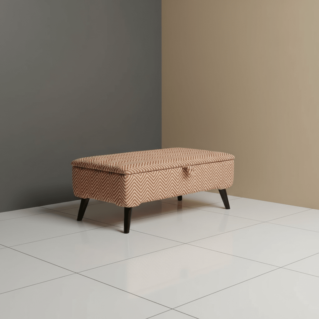 Minimalist Rectangular Pouffe with Wooden Legs – Multi - Purpose Storage & Seating - ISTOOLS